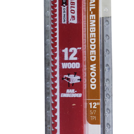 Diablo DS1206CWS3 12" 5/7TPI Demo Demon Carbide Teeth Reciprocating Saw Blades for Nail-Embedded Wood (3-Pack)