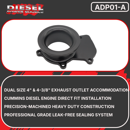 Diesel Power Source HX35 HX40 HY35 Turbo Exhaust Adapter 4" & 4-3/8" V-Band Downpipe Flange – Holset Turbocharger Direct Fit Upgrade for Cummins Diesel – Improves Flow & Reduces EGTs Performance Kit