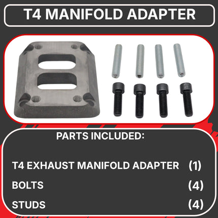 Diesel Power Source Divided T3 to T4 Turbo Flange Adapter – Cast Iron Exhaust Manifold Adapter Kit for Dodge Ram Cummins Diesel – Direct Bolt-On Performance Upgrade Turbo Conversion with Bolts & Studs