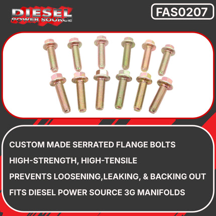 Diesel Power Source T3 Exhaust Manifold + 12V Spin-Lock Bolt Kit Bundle – 1988-98 Dodge Ram 5.9L 12V Cummins Direct Fit 3-Piece Performance Upgrade – Faster Spool Lower EGTs Leak-Proof Serrated Bolts