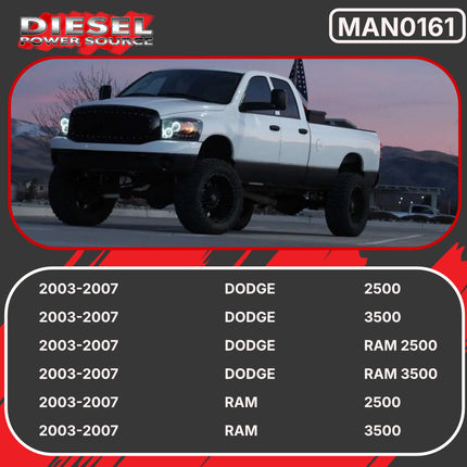 Diesel Power Source 2-Piece T3 High Flow Exhaust Manifold + 12" Stainless Steel Flexible Turbo Oil Drain Tube Kit for 2003-2007 Dodge Ram 5.9L Cummins Performance Direct Bolt-On Lower EGTs