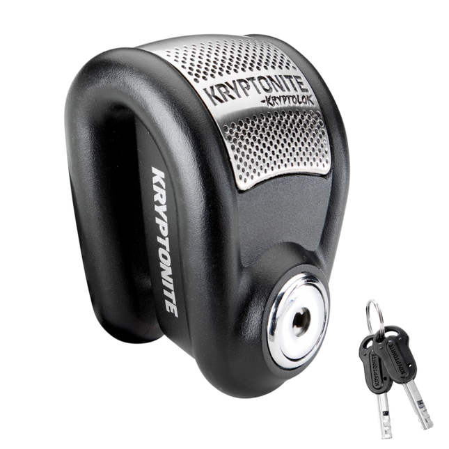 Kryptonite KryptoLok 6A Alarm Disc Lock  – Motorcycle, Scooter & E-Bike Security Lock with 120dB Anti-Theft Alarm, 6mm Hardened Locking Pin, Weather-Resistant Electronics 2 Stainless Steel Keys
