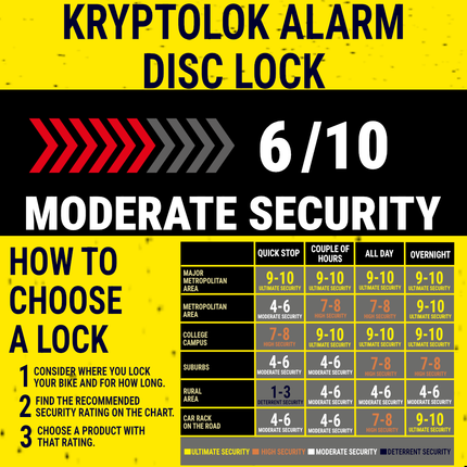 Kryptonite KryptoLok 6A Alarm Disc Lock  – Motorcycle, Scooter & E-Bike Security Lock with 120dB Anti-Theft Alarm, 6mm Hardened Locking Pin, Weather-Resistant Electronics 2 Stainless Steel Keys