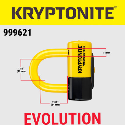Kryptonite Evolution Series 4 Disc Lock, 14mm Heavy Duty Yellow/Black Bike Bicycle Lock, Sold Secure Gold, High Security Anti-Theft Protection for Bicycle, E-Bike, Motorcycles, Scooters, and more