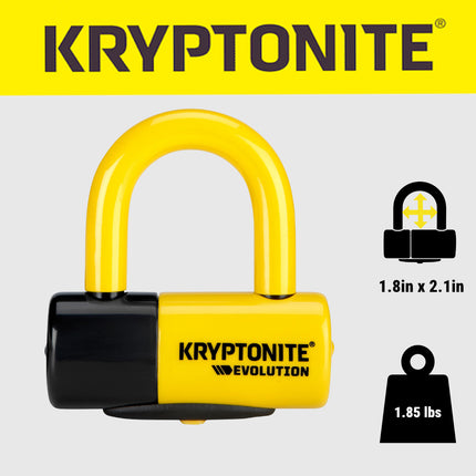 Kryptonite Evolution Series 4 Disc Lock, 14mm Heavy Duty Yellow/Black Bike Bicycle Lock, Sold Secure Gold, High Security Anti-Theft Protection for Bicycle, E-Bike, Motorcycles, Scooters, and more