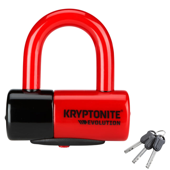 Kryptonite Evolution Series 4 Disc Lock, 14mm Heavy Duty Red/Black Bike Bicycle Lock, Sold Secure Gold, High Security Anti-Theft Protection for Bicycle, E-Bike, Motorcycles, Scooters, and more