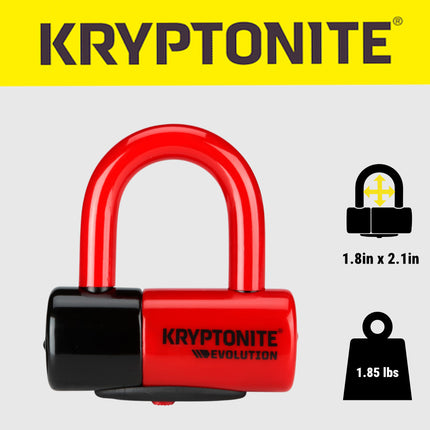 Kryptonite Evolution Series 4 Disc Lock, 14mm Heavy Duty Red/Black Bike Bicycle Lock, Sold Secure Gold, High Security Anti-Theft Protection for Bicycle, E-Bike, Motorcycles, Scooters, and more