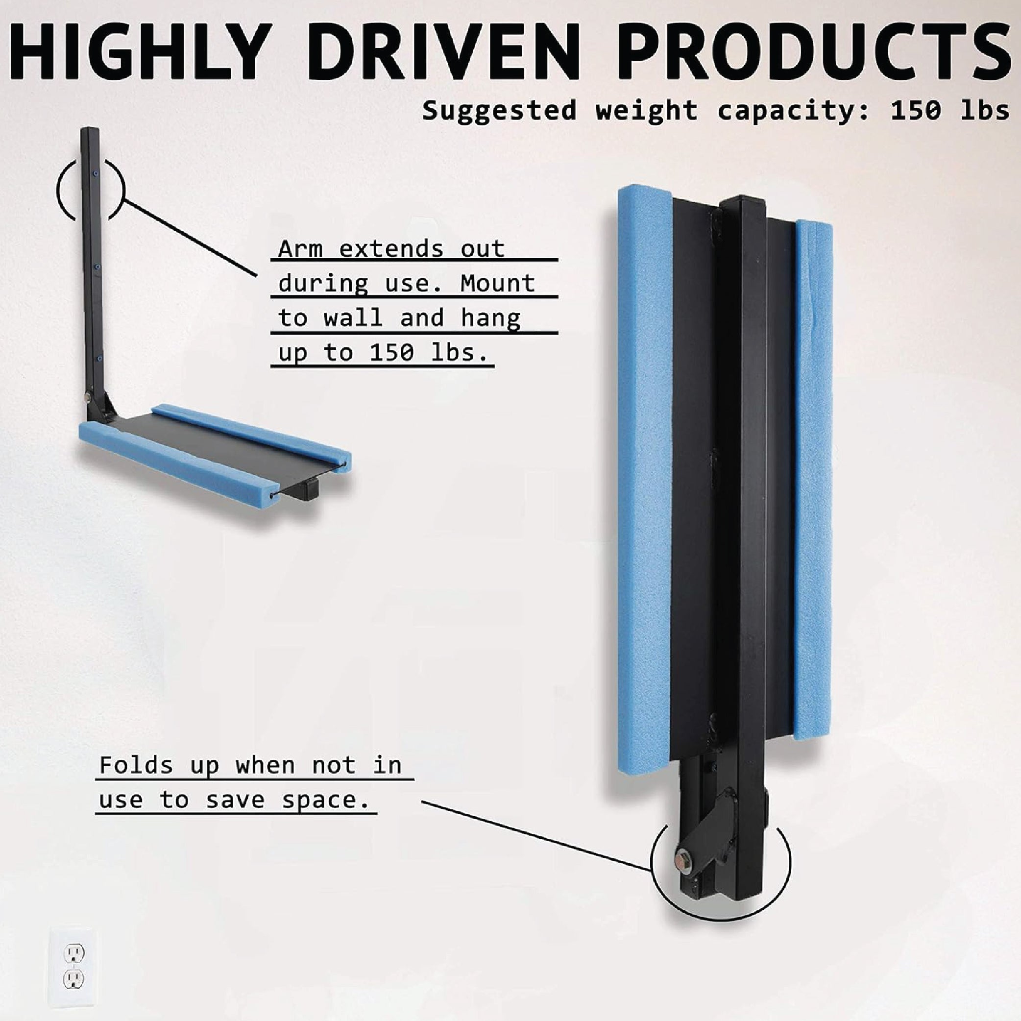 Highly Driven Products Sto-R-Doors Door Wall Rack For Jeep Vehicles 1941-2020 SRD