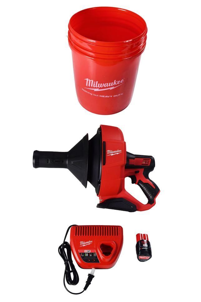 Milwaukee 2571-21 M12 Cordless Lithium-Ion Drain Snake Kit with Bucket