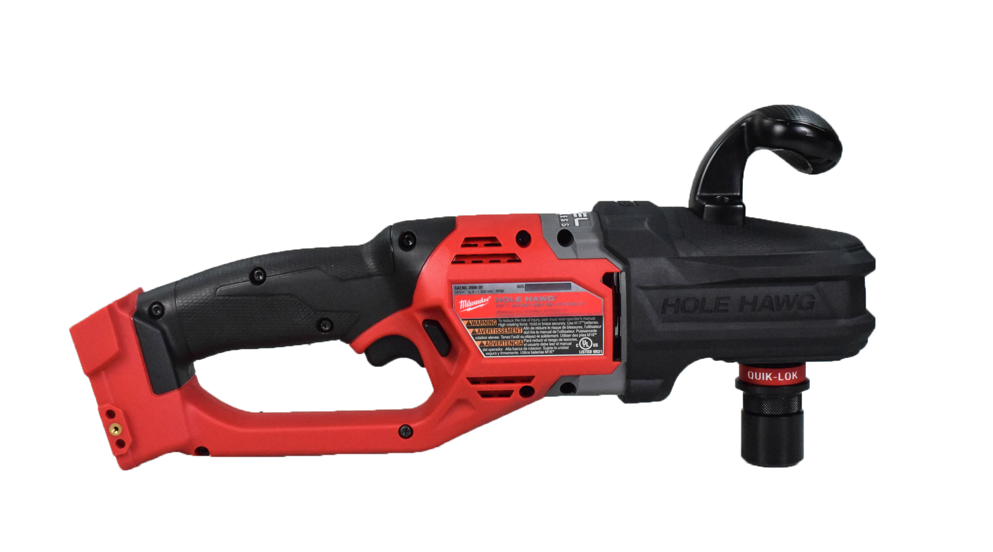 Milwaukee 2808-20 M18 FUEL HOLE HAWG Brushless Lithium-Ion Cordless Right Angle Drill with 7/16 in. QUIK-LOK (Tool Only)