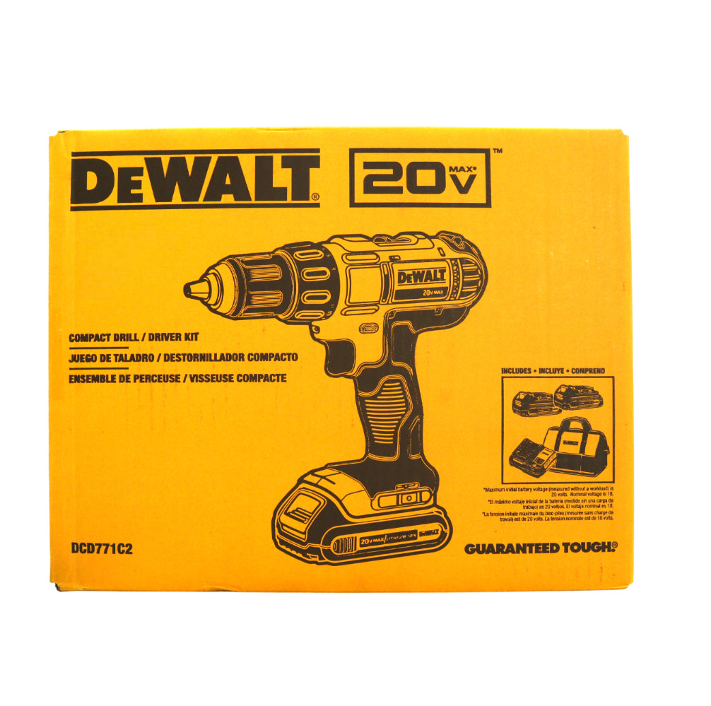 DEWALT 20V MAX Lithium‑Ion Cordless 1/2 in. Drill/Driver Kit with (2) 1.3Ah Batteries, Charger & Contractor Bag