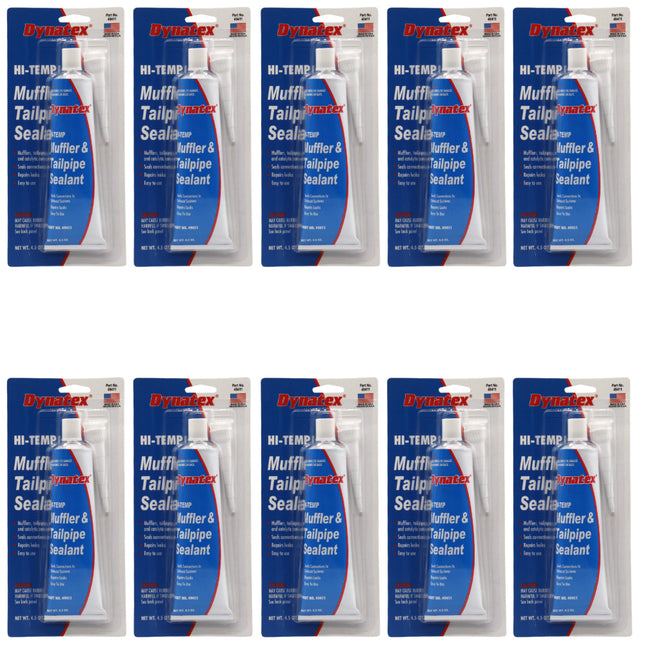 Dynatex Muffler & Tailpipe Sealant 4.5 oz Tube - Non-Combustible, Heat-Setting, Hardens with Exhaust Heat, Repairs Holes & Leaks (10-Pack)