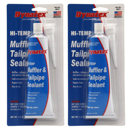 Dynatex Muffler & Tailpipe Sealant 4.5 oz Tube - Non-Combustible, Heat-Setting, Hardens with Exhaust Heat, Repairs Holes & Leaks (2-Pack)