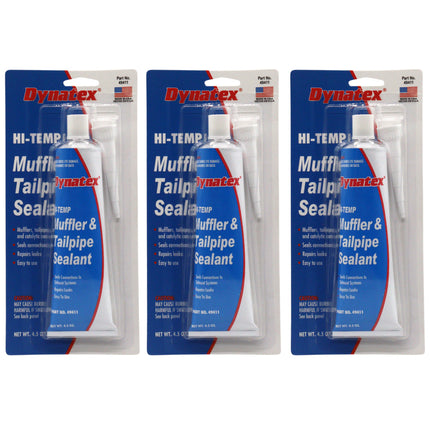 Dynatex Muffler & Tailpipe Sealant 4.5 oz Tube - Non-Combustible, Heat-Setting, Hardens with Exhaust Heat, Repairs Holes & Leaks (3-Pack)