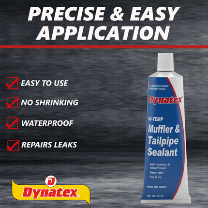 Dynatex Muffler & Tailpipe Sealant 4.5 oz Tube - Non-Combustible, Heat-Setting, Hardens with Exhaust Heat, Repairs Holes & Leaks (5-Pack)