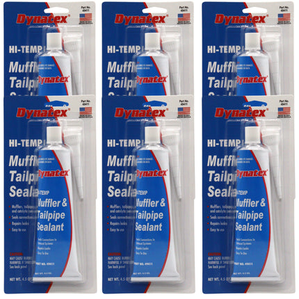 Dynatex Muffler & Tailpipe Sealant 4.5 oz Tube - Non-Combustible, Heat-Setting, Hardens with Exhaust Heat, Repairs Holes & Leaks (6-Pack)