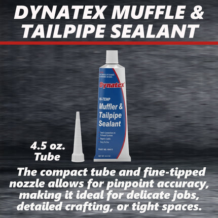 Dynatex Muffler & Tailpipe Sealant 4.5 oz Tube - Non-Combustible, Heat-Setting, Hardens with Exhaust Heat, Repairs Holes & Leaks (6-Pack)
