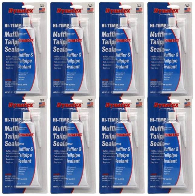 Dynatex Muffler & Tailpipe Sealant 4.5 oz Tube - Non-Combustible, Heat-Setting, Hardens with Exhaust Heat, Repairs Holes & Leaks (8-Pack)