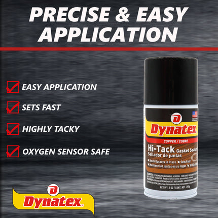 Dynatex Copper Hi-Tack Gasket Spray 9 oz Aerosol Can - Quick Dry, Holds Heavy Gaskets, Oxygen Sensor Safe, Fuel & Oil Resistant (4-Pack)
