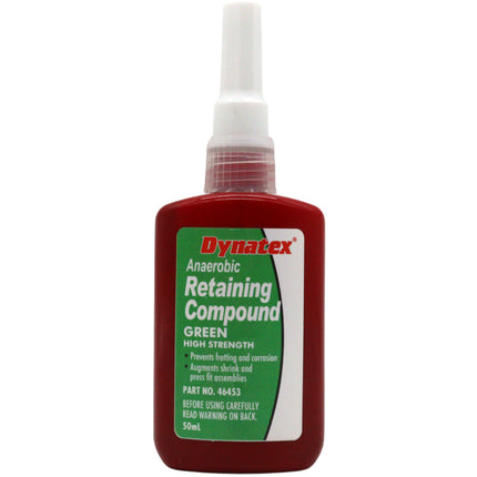Dynatex Green High Strength Retaining Compound 1.69 oz Bottle - Fast-Curing Anaerobic, Locks Threads & Retains Cylinders, Automotive & Industrial (Single)
