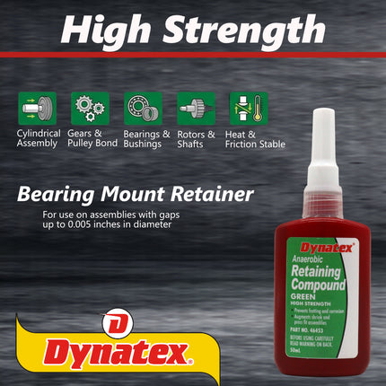 Dynatex Green High Strength Retaining Compound 1.69 oz Bottle - Fast-Curing Anaerobic, Locks Threads & Retains Cylinders, Automotive & Industrial (3-Pack)