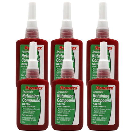 Dynatex Green High Strength Retaining Compound 1.69 oz Bottle - Fast-Curing Anaerobic, Locks Threads & Retains Cylinders, Automotive & Industrial (6-Pack)