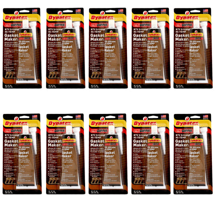 Dynatex DynaCopper RTV Silicone Copper Gasket Maker, 85g Tube - High Temperature, Non-Corrosive, and Sensor Safe Silicone Sealing Compound Made in the USA (10-Pack)