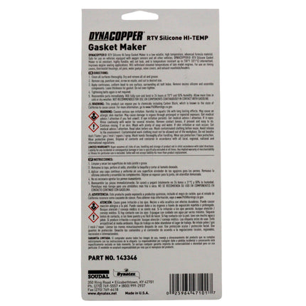 Dynatex DynaCopper RTV Silicone Copper Gasket Maker, 85g Tube - High Temperature, Non-Corrosive, and Sensor Safe Silicone Sealing Compound Made in the USA (12-Pack)