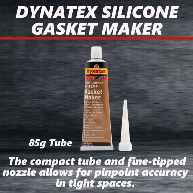 Dynatex DynaCopper RTV Silicone Copper Gasket Maker, 85g Tube - High Temperature, Non-Corrosive, and Sensor Safe Silicone Sealing Compound Made in the USA (8-Pack)
