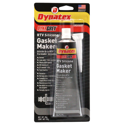Dynatex DynaGrey RTV Silicone Gasket Maker 85g Tube - 500°F High Temperature, Sensor Safe, Low Odor, and Non-Corrosive Silicone Sealing Compound Made in the USA (Single)