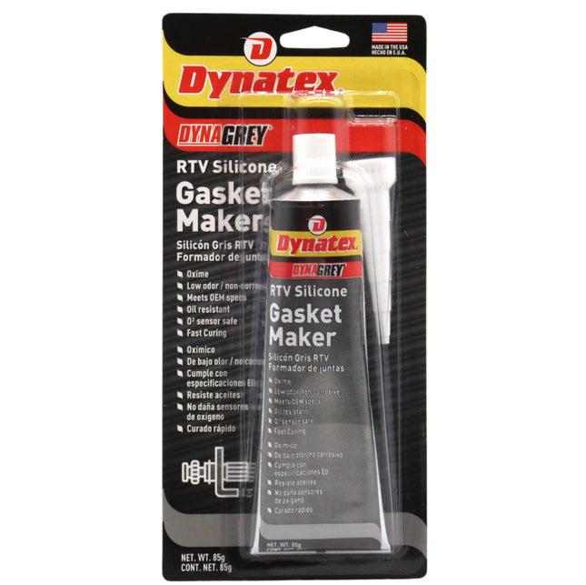 Dynatex DynaGrey RTV Silicone Gasket Maker 85g Tube - 500°F High Temperature, Sensor Safe, Low Odor, and Non-Corrosive Silicone Sealing Compound Made in the USA (Single)