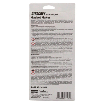 Dynatex DynaGrey RTV Silicone Gasket Maker 85g Tube - 500°F High Temperature, Sensor Safe, Low Odor, and Non-Corrosive Silicone Sealing Compound Made in the USA (10-Pack)