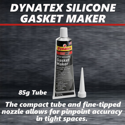 Dynatex DynaGrey RTV Silicone Gasket Maker 85g Tube - 500°F High Temperature, Sensor Safe, Low Odor, and Non-Corrosive Silicone Sealing Compound Made in the USA (10-Pack)