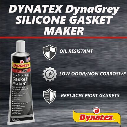 Dynatex DynaGrey RTV Silicone Gasket Maker 85g Tube - 500°F High Temperature, Sensor Safe, Low Odor, and Non-Corrosive Silicone Sealing Compound Made in the USA (10-Pack)