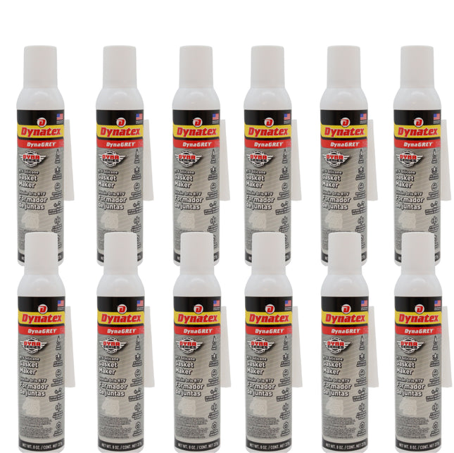 Dynatex DynaGrey RTV Silicone Gasket Maker 8oz Auto Can - 500°F High Temperature, Sensor Safe, Low Odor, and Non-Corrosive Silicone Sealing Compound Made in the USA (12-Pack)