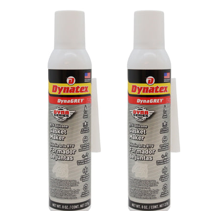 Dynatex DynaGrey RTV Silicone Gasket Maker 8oz Auto Can - 500 Degrees F High Temperature, Sensor Safe, Low Odor, and Non-Corrosive Silicone Sealing Compound Made in the USA (2-Pack)