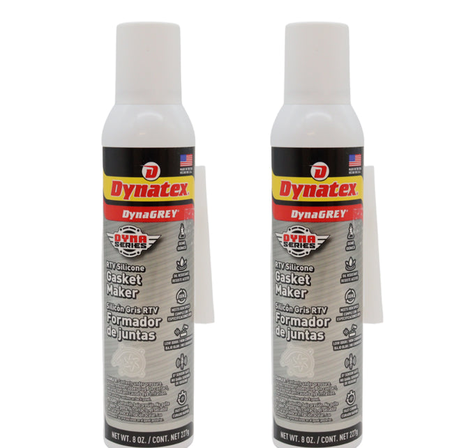 Dynatex DynaGrey RTV Silicone Gasket Maker 8oz Auto Can - 500 Degrees F High Temperature, Sensor Safe, Low Odor, and Non-Corrosive Silicone Sealing Compound Made in the USA (2-Pack)