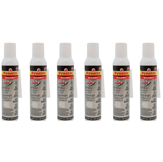 Dynatex DynaGrey RTV Silicone Gasket Maker 8oz Auto Can - 500°F High Temperature, Sensor Safe, Low Odor, and Non-Corrosive Silicone Sealing Compound Made in the USA (6-Pack)