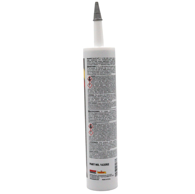 Dynatex DynaGrey RTV Silicone Gasket Maker 10.1oz Caulk Tube - 500°F High Temperature, Sensor Safe, Low Odor, and Non-Corrosive Silicone Sealing Compound Made in the USA (Single)