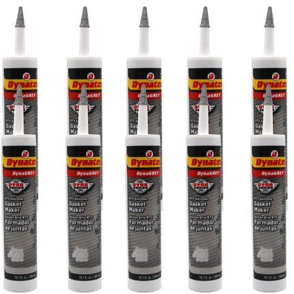 Dynatex DynaGrey RTV Silicone Gasket Maker 10.1oz Caulk Tube - 500°F High Temperature, Sensor Safe, Low Odor, and Non-Corrosive Silicone Sealing Compound Made in the USA [10-Pack]