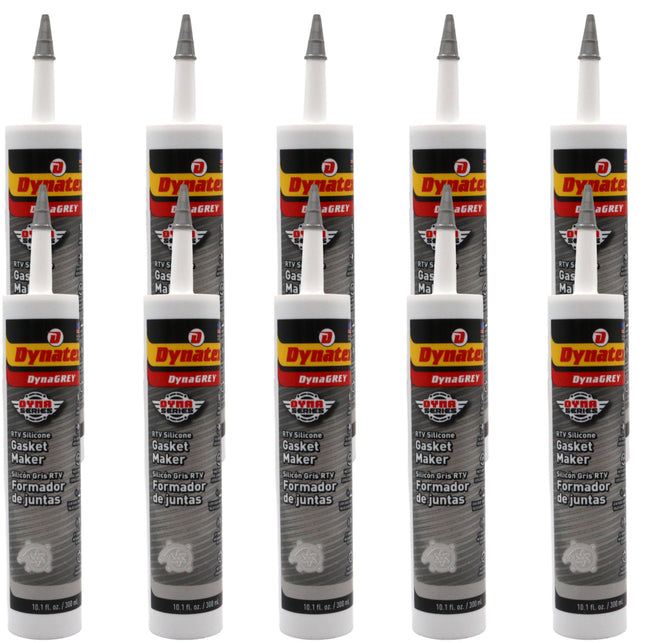 Dynatex DynaGrey RTV Silicone Gasket Maker 10.1oz Caulk Tube - 500°F High Temperature, Sensor Safe, Low Odor, and Non-Corrosive Silicone Sealing Compound Made in the USA [10-Pack]