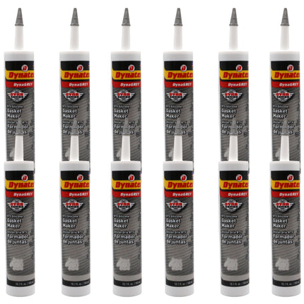 Dynatex DynaGrey RTV Silicone Gasket Maker 10.1oz Caulk Tube - 500°F High Temperature, Sensor Safe, Low Odor, and Non-Corrosive Silicone Sealing Compound Made in the USA [12-Pack]
