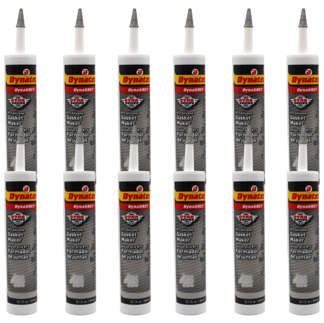 Dynatex DynaGrey RTV Silicone Gasket Maker 10.1oz Caulk Tube - 500°F High Temperature, Sensor Safe, Low Odor, and Non-Corrosive Silicone Sealing Compound Made in the USA [12-Pack]
