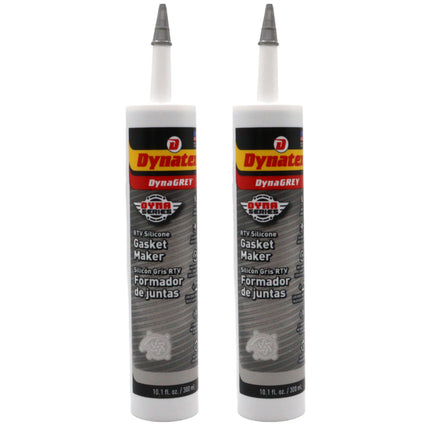 Dynatex DynaGrey RTV Silicone Gasket Maker 10.1oz Caulk Tube - 500°F High Temperature, Sensor Safe, Low Odor, and Non-Corrosive Silicone Sealing Compound Made in the USA [2-Pack]