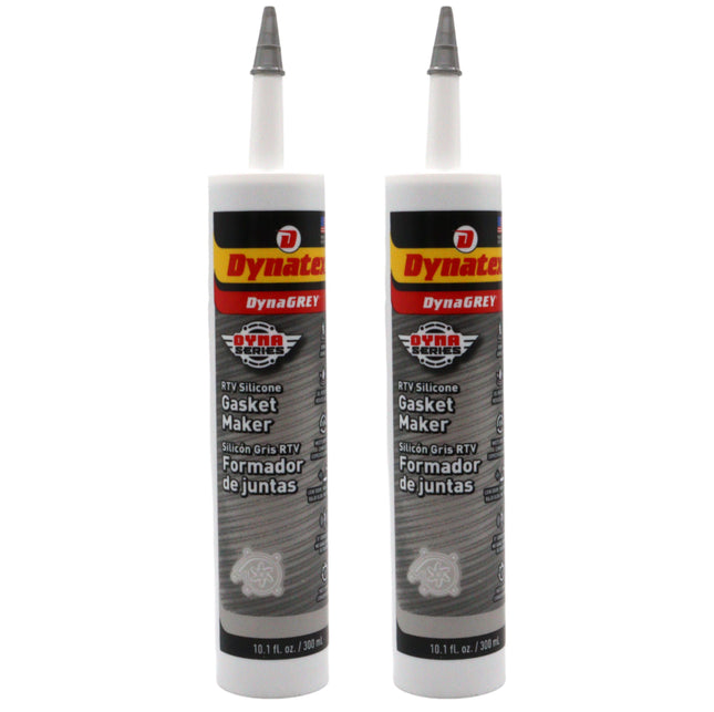 Dynatex DynaGrey RTV Silicone Gasket Maker 10.1oz Caulk Tube - 500°F High Temperature, Sensor Safe, Low Odor, and Non-Corrosive Silicone Sealing Compound Made in the USA [2-Pack]
