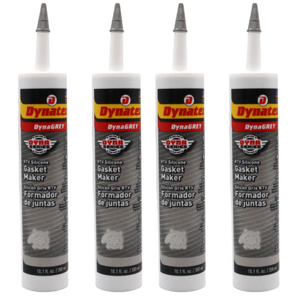 Dynatex DynaGrey RTV Silicone Gasket Maker 10.1oz Caulk Tube - 500°F High Temperature, Sensor Safe, Low Odor, and Non-Corrosive Silicone Sealing Compound Made in the USA [4-Pack]