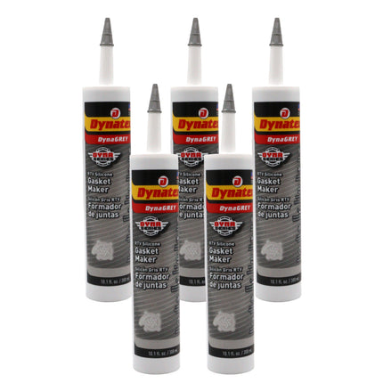 Dynatex DynaGrey RTV Silicone Gasket Maker 10.1oz Caulk Tube - 500°F High Temperature, Sensor Safe, Low Odor, and Non-Corrosive Silicone Sealing Compound Made in the USA [5-Pack]