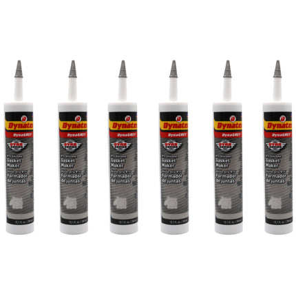 Dynatex DynaGrey RTV Silicone Gasket Maker 10.1oz Caulk Tube - 500 Degrees F High Temperature, Sensor Safe, Low Odor, and Non-Corrosive Silicone Sealing Compound Made in the USA [6-Pack]