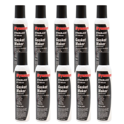Dynatex DynaBlack RTV Silicone Gasket Maker 8oz Auto Can - 500°F High Temperature, Sensor Safe, Low Odor, and Non-Corrosive Silicone Sealing Compound Made in the USA (10-Pack)
