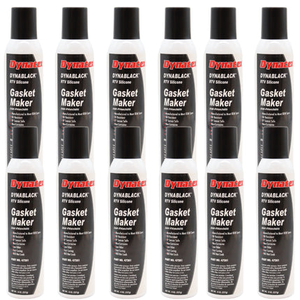 Dynatex DynaBlack RTV Silicone Gasket Maker 8oz Auto Can - 500°F High Temperature, Sensor Safe, Low Odor, and Non-Corrosive Silicone Sealing Compound Made in the USA (12-Pack)